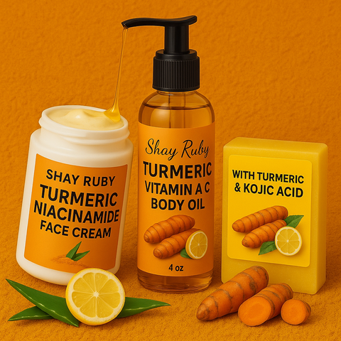 Turmeric & Kojic acid face cream body oil  and soap